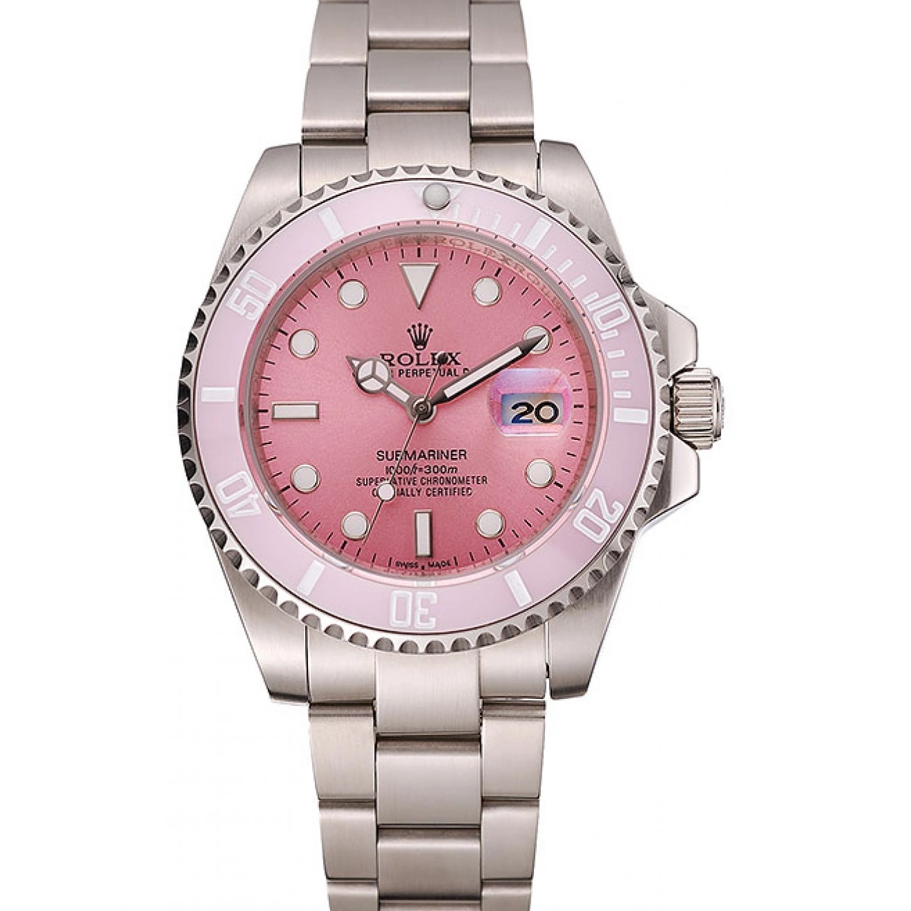 AAA replica watch Bracelet 1453980 Rolex Submariner Stainless Bezel Swiss Pink Steel Dial Pink 0802